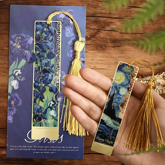 2x segnalibri in metallo “La Notte Stellata” e “Iris”